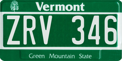 VT license plate ZRV346