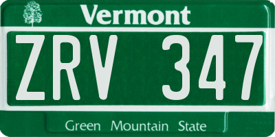 VT license plate ZRV347
