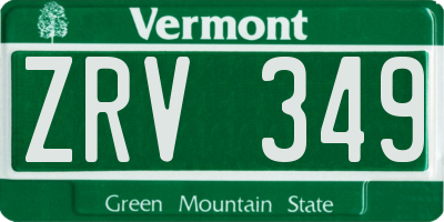 VT license plate ZRV349