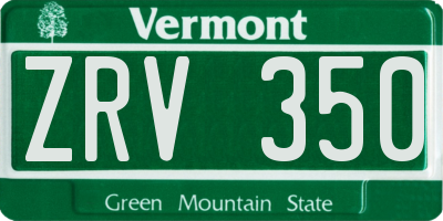 VT license plate ZRV350