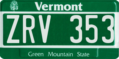 VT license plate ZRV353