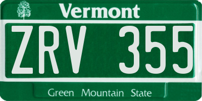 VT license plate ZRV355