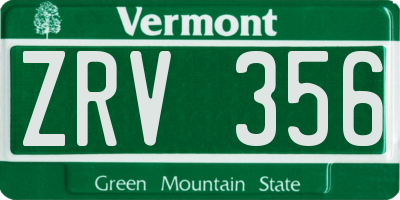 VT license plate ZRV356