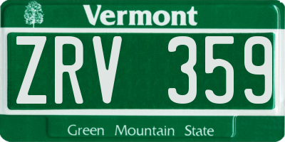 VT license plate ZRV359