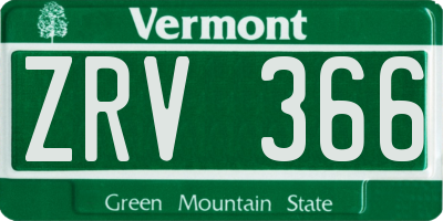 VT license plate ZRV366