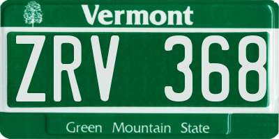 VT license plate ZRV368