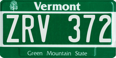 VT license plate ZRV372