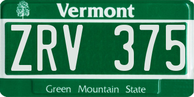 VT license plate ZRV375