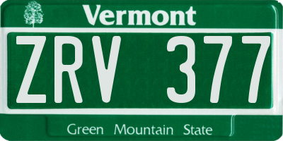VT license plate ZRV377