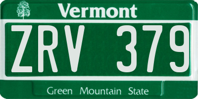 VT license plate ZRV379