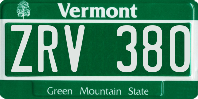 VT license plate ZRV380