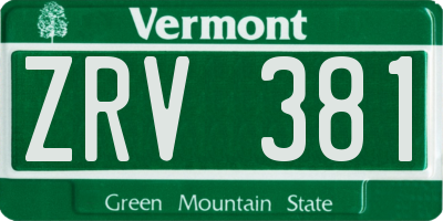 VT license plate ZRV381