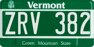 VT license plate ZRV382