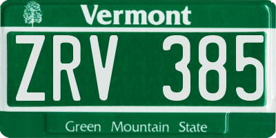 VT license plate ZRV385