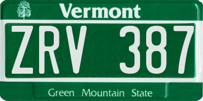 VT license plate ZRV387