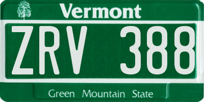 VT license plate ZRV388