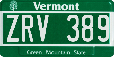 VT license plate ZRV389
