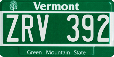 VT license plate ZRV392