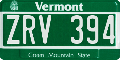 VT license plate ZRV394