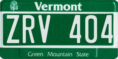 VT license plate ZRV404