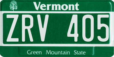 VT license plate ZRV405