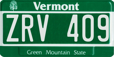 VT license plate ZRV409