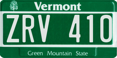 VT license plate ZRV410