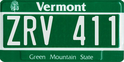 VT license plate ZRV411