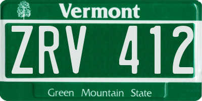 VT license plate ZRV412