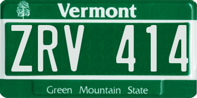 VT license plate ZRV414