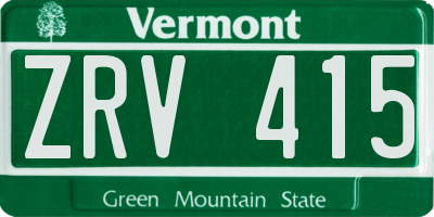 VT license plate ZRV415