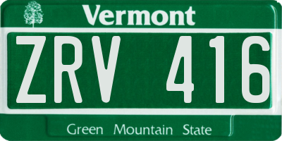 VT license plate ZRV416