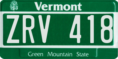 VT license plate ZRV418