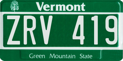 VT license plate ZRV419
