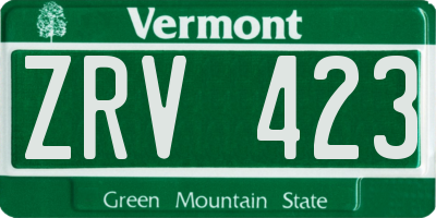 VT license plate ZRV423