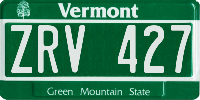 VT license plate ZRV427