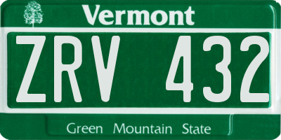 VT license plate ZRV432