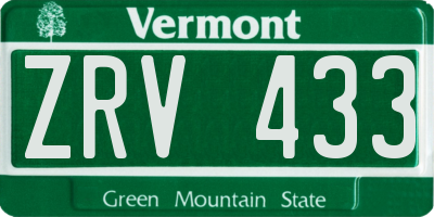 VT license plate ZRV433