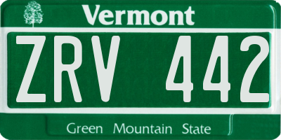 VT license plate ZRV442