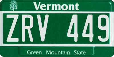 VT license plate ZRV449