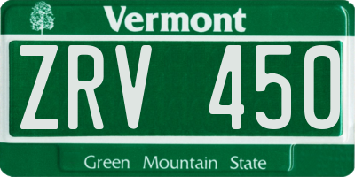 VT license plate ZRV450