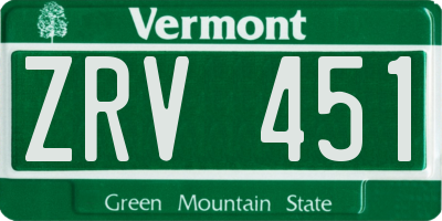 VT license plate ZRV451