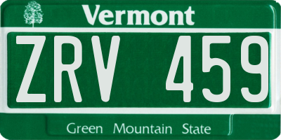 VT license plate ZRV459