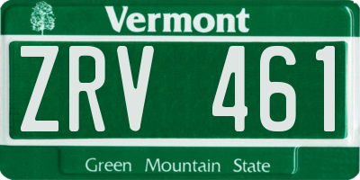VT license plate ZRV461