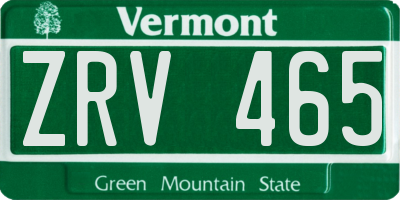 VT license plate ZRV465
