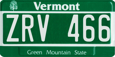 VT license plate ZRV466