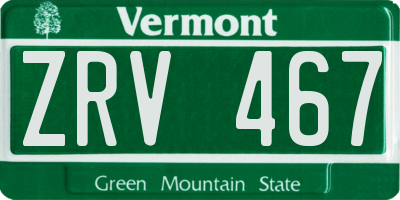 VT license plate ZRV467