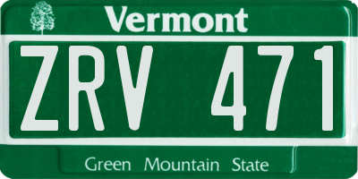 VT license plate ZRV471