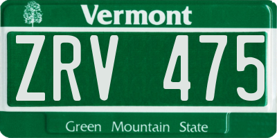 VT license plate ZRV475