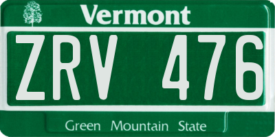 VT license plate ZRV476